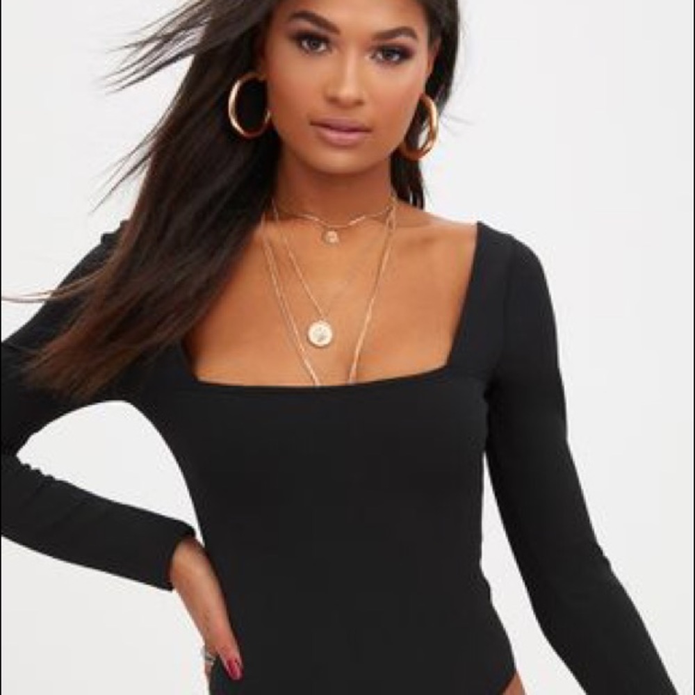Pretty little thing Black Square Neck Bodysuit